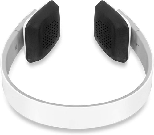 Bluetooth Wireless Headphones with Built-In Battery, Stream Audio from Iphone, Ipad, Smartphone, Tablet, PC, MAC, Laptop, White (ABH04F), Medium