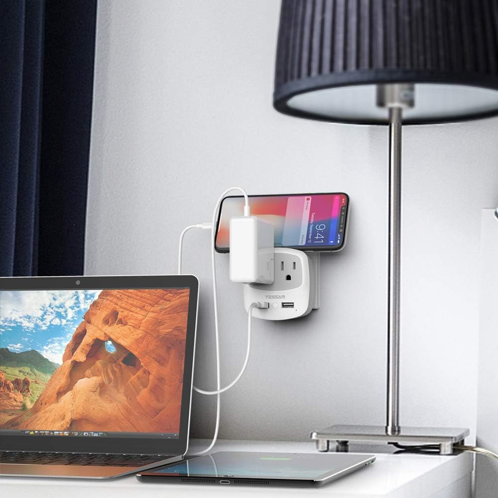 European Travel Plug Adapter Converter,  International Power Plug Converter with 2 USB, Type C Outlet Adaptor Charger for US to Most of Europe EU Iceland Spain Italy France Germany